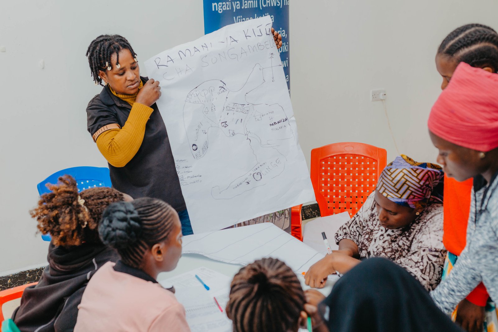 Community participant presenting a local map